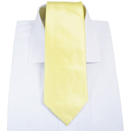Solid Lite Yellow Necktie and Pocket Square Paul Malone Ties - Paul Malone.com
