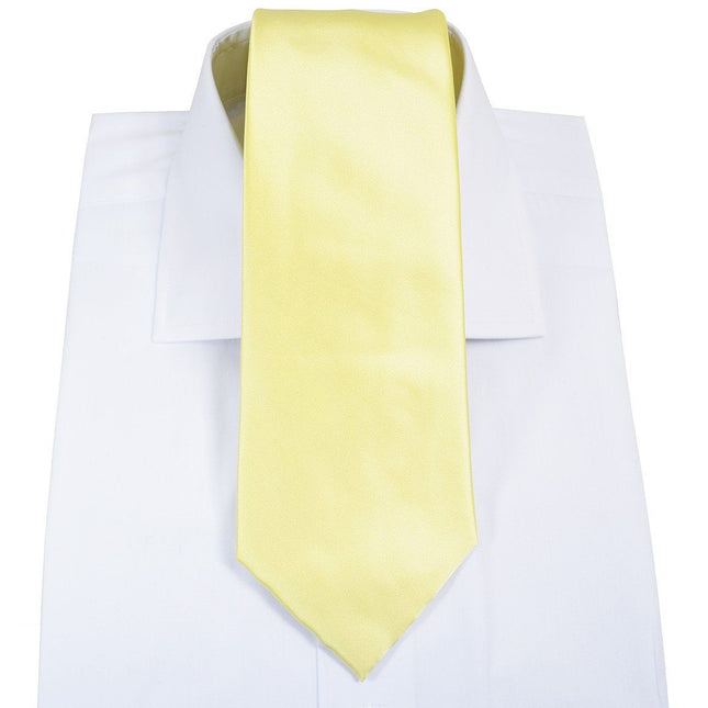 Solid Lite Yellow Necktie and Pocket Square Paul Malone Ties - Paul Malone.com