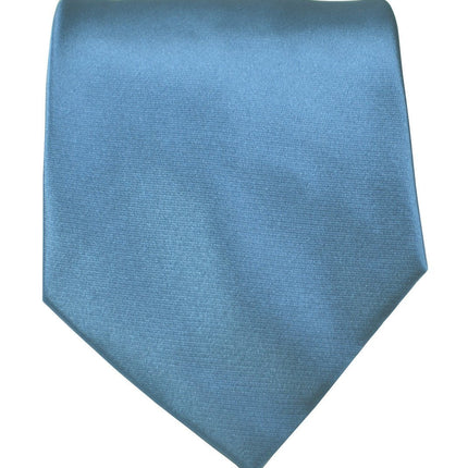 Solid Glaucous Blue Necktie and Pocket Square Paul Malone Ties - Paul Malone.com