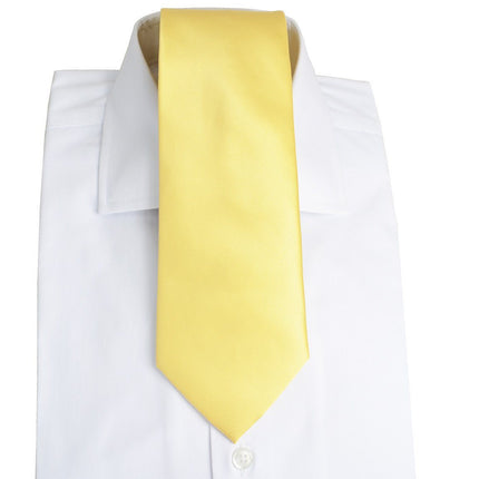 Solid Yellow Necktie and Pocket Square Paul Malone Ties - Paul Malone.com