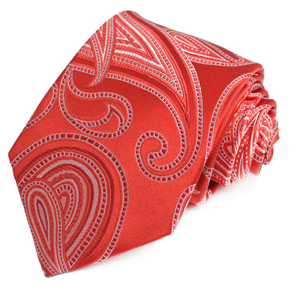 Ribbon Red Paisley Silk Tie and Pocket Square Paul Malone Ties - Paul Malone.com