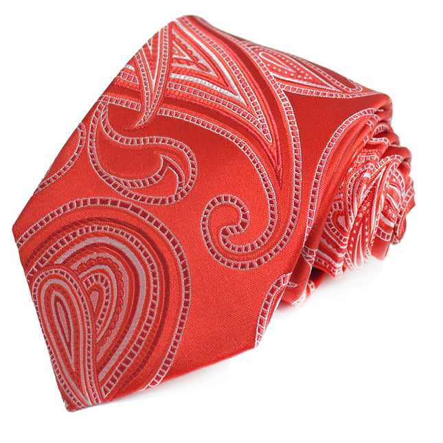 Ribbon Red Paisley Silk Tie and Pocket Square Paul Malone Ties - Paul Malone.com
