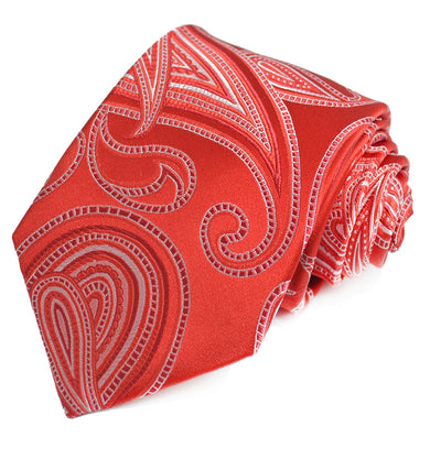 Ribbon Red Paisley Silk Tie and Pocket Square Paul Malone Ties - Paul Malone.com