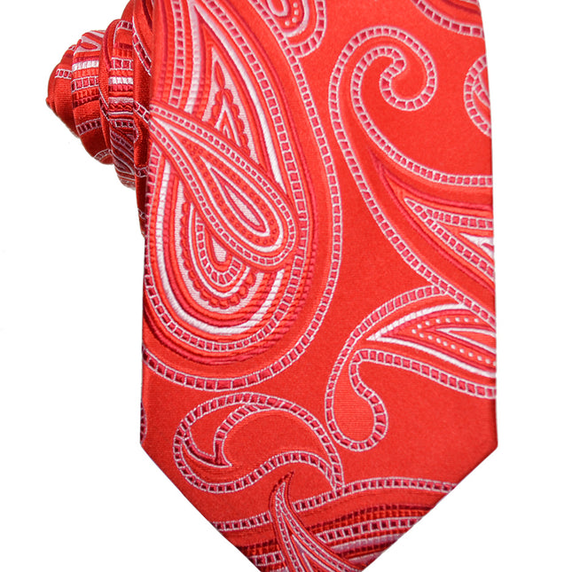 Ribbon Red Paisley Silk Tie and Pocket Square Paul Malone Ties - Paul Malone.com