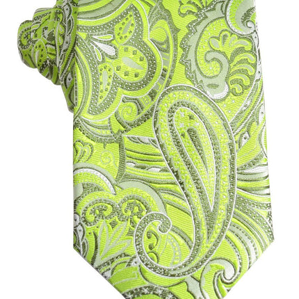 Summer Green Paisley Silk Tie and Pocket Square Paul Malone Ties - Paul Malone.com
