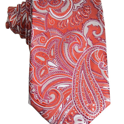 True Red Paisley Silk Tie and Pocket Square Paul Malone Ties - Paul Malone.com