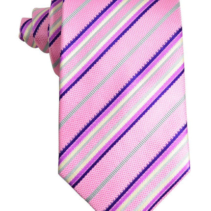 Pink and Purple Striped Silk Tie and Pocket Square Paul Malone Ties - Paul Malone.com