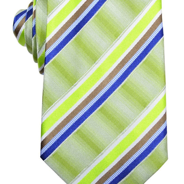 Parrot Green Striped Silk Tie and Pocket Square Paul Malone Ties - Paul Malone.com