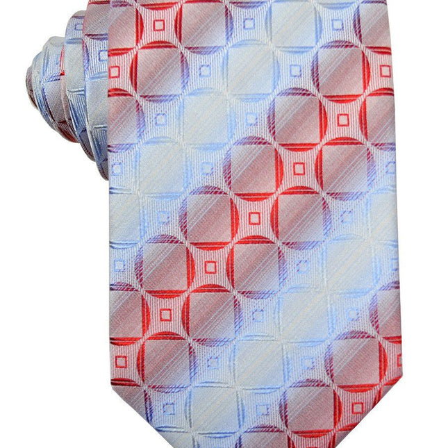 Red and Sky Blue Silk Tie and Pocket Square Set Paul Malone Ties - Paul Malone.com