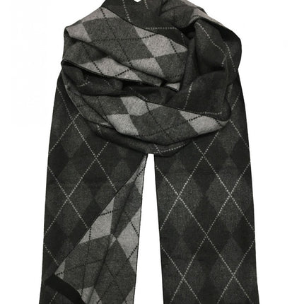 Patterned Charcoal and Grey Wool Felt Scarf Paul Malone Scarves - Paul Malone.com