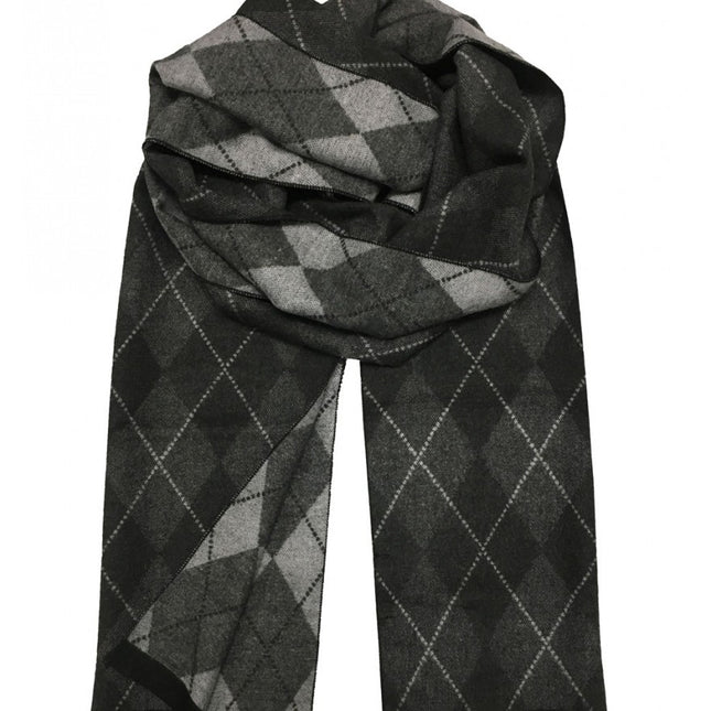 Patterned Charcoal and Grey Wool Felt Scarf Paul Malone Scarves - Paul Malone.com
