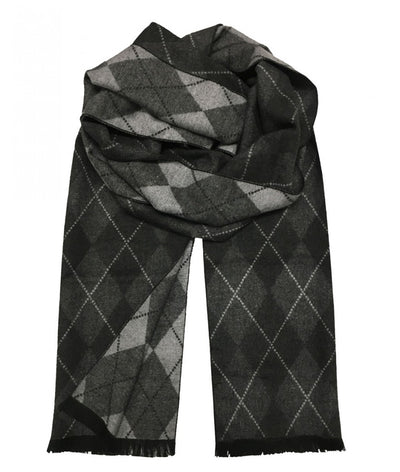 Patterned Charcoal and Grey Wool Felt Scarf Paul Malone Scarves - Paul Malone.com