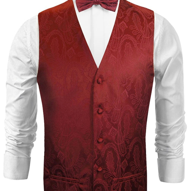Burgundy Paisley Tuxedo Vest Set Paul Malone Vest - Paul Malone.com