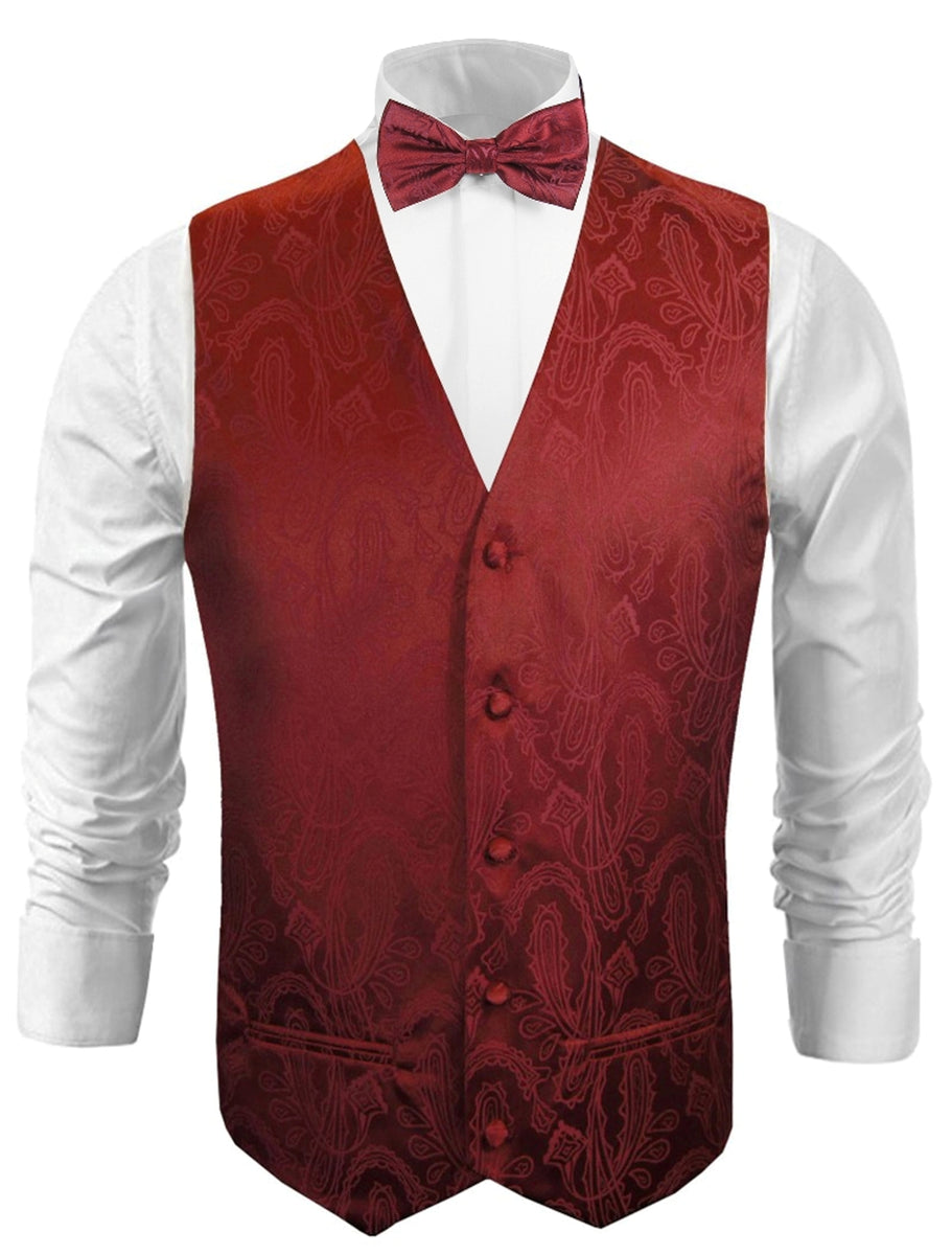 Burgundy Paisley Tuxedo Vest Set | Paul Malone