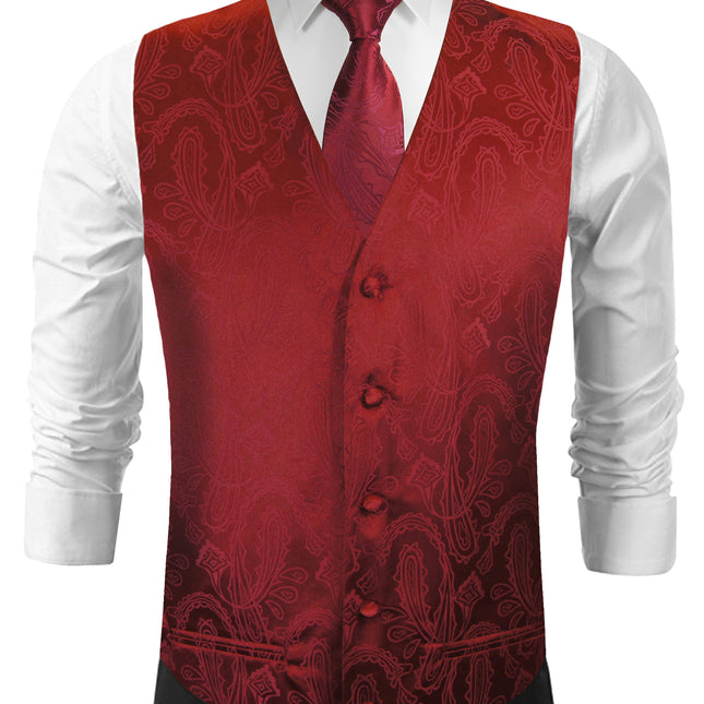 Burgundy Paisley Tuxedo Vest Set Paul Malone Vest - Paul Malone.com