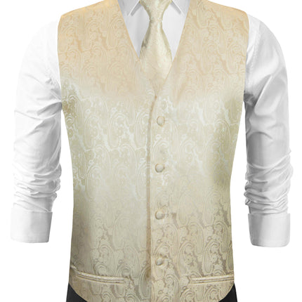 Champagne Paisley Tuxedo Vest Set Paul Malone Vest - Paul Malone.com