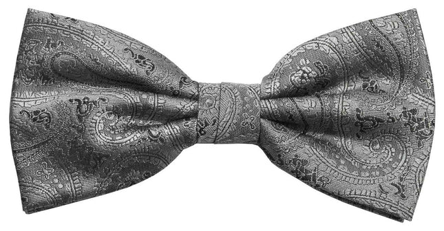 Silver Gray Paisley Bow Tie Paul Malone Bow Ties - Paul Malone.com
