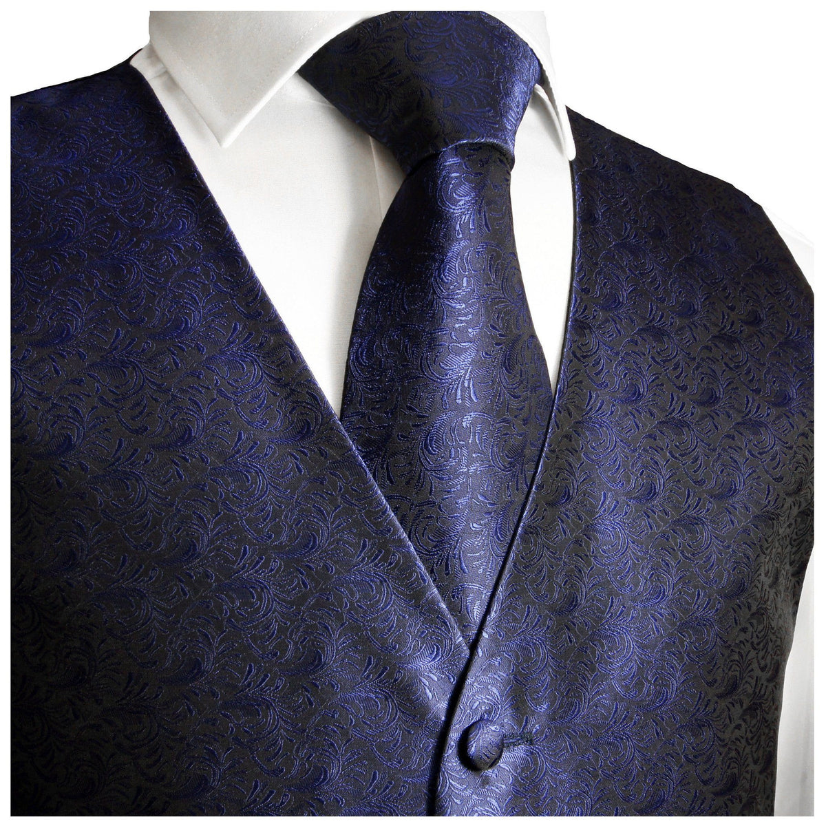 Deep Ultramarine Paisley Tuxedo Vest Set | Paul Malone