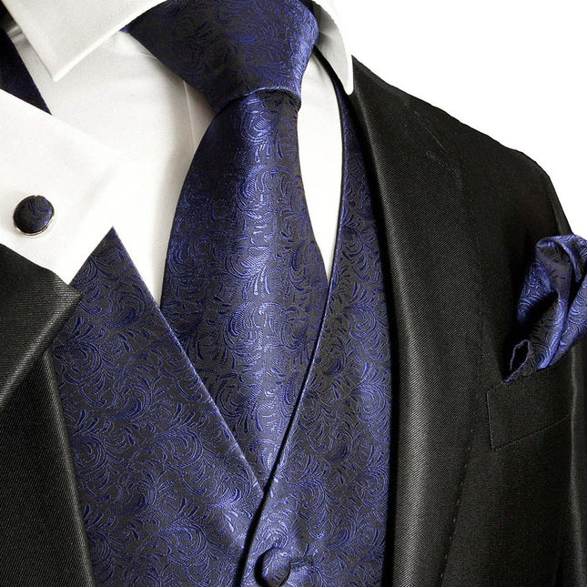 Deep Ultramarine Paisley Tuxedo Vest Set Paul Malone Vest - Paul Malone.com