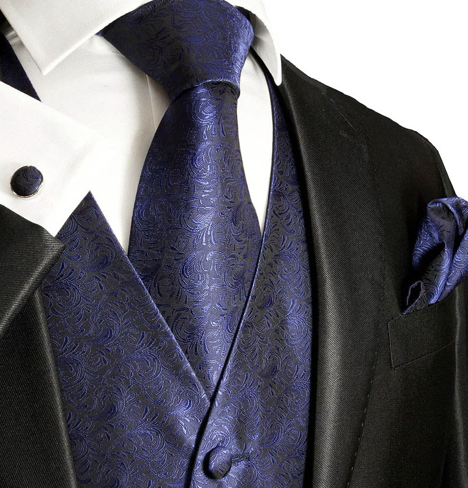 Deep Ultramarine Paisley Tuxedo Vest Set | Paul Malone