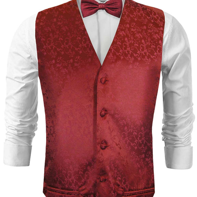 Burgundy Vines Tuxedo Vest Set Paul Malone Vest - Paul Malone.com