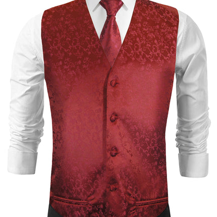Burgundy Vines Tuxedo Vest Set Paul Malone Vest - Paul Malone.com